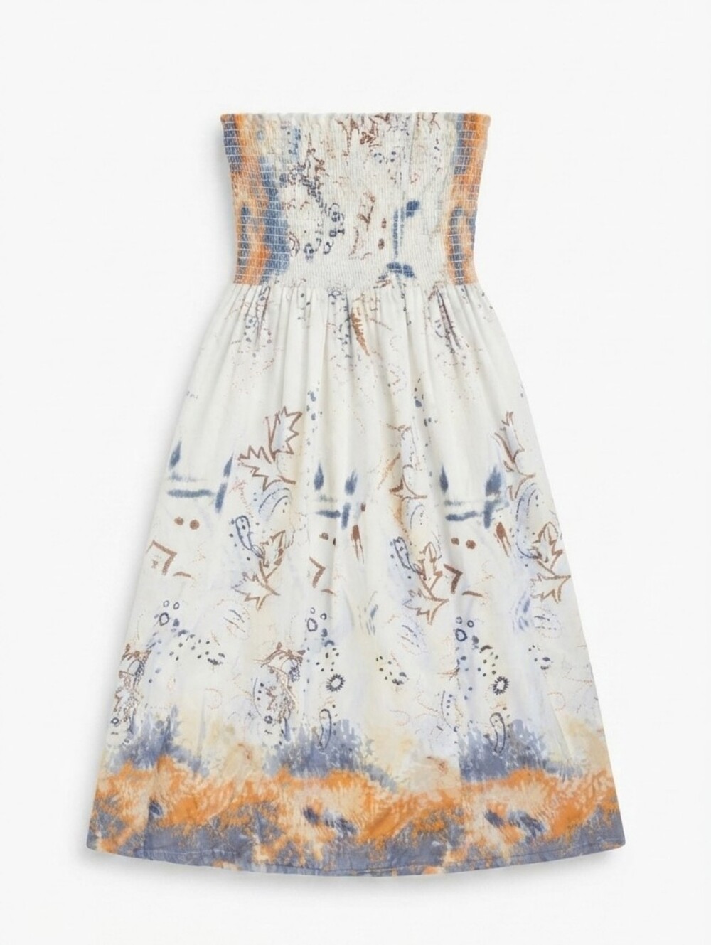 🦦5/$10🦦Ocean Breeze Girls Smocked Strapless Sundress Blue Orange Boho Dress